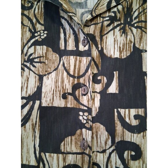 Hilo Hattie The Hawaiian Original Made in Hawaii  5 XL Top Hibiscus Beige Black - Picture 4 of 7